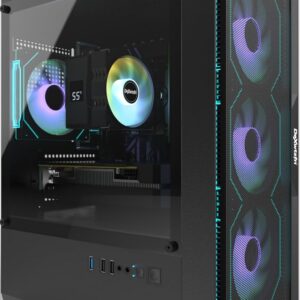 Gaming PC, i7 CPU Up to 4.2 GHz, GTX 1660 Super 6GB DDR6 Graphics Card, 512GB SSD, 16GB RAM, ARGB Fansx4 for Desktop PC, WiFi 6 BT 5.3, Win11 (i7/16G/GTX1660S 6GB)